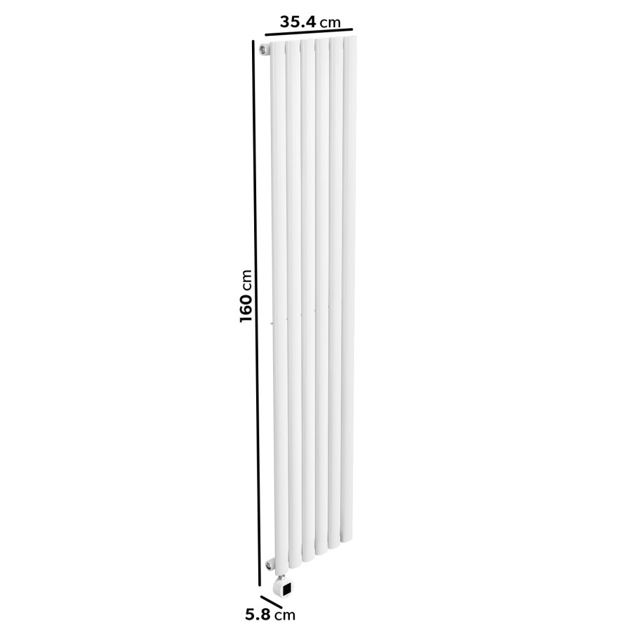 White Vertical Smart Electric Radiator with Wi-Fi Thermostat - 1000W - H1600xW354mm - Bathroom Safe