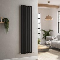 Riace Midnight Black Vertical Flat Designer Radiator 1600x408mm Single Panel 2442 BTU Riace Midnight Black Vertical Flat Designer Radiator 1600x408mm Single Panel 2442 BTU