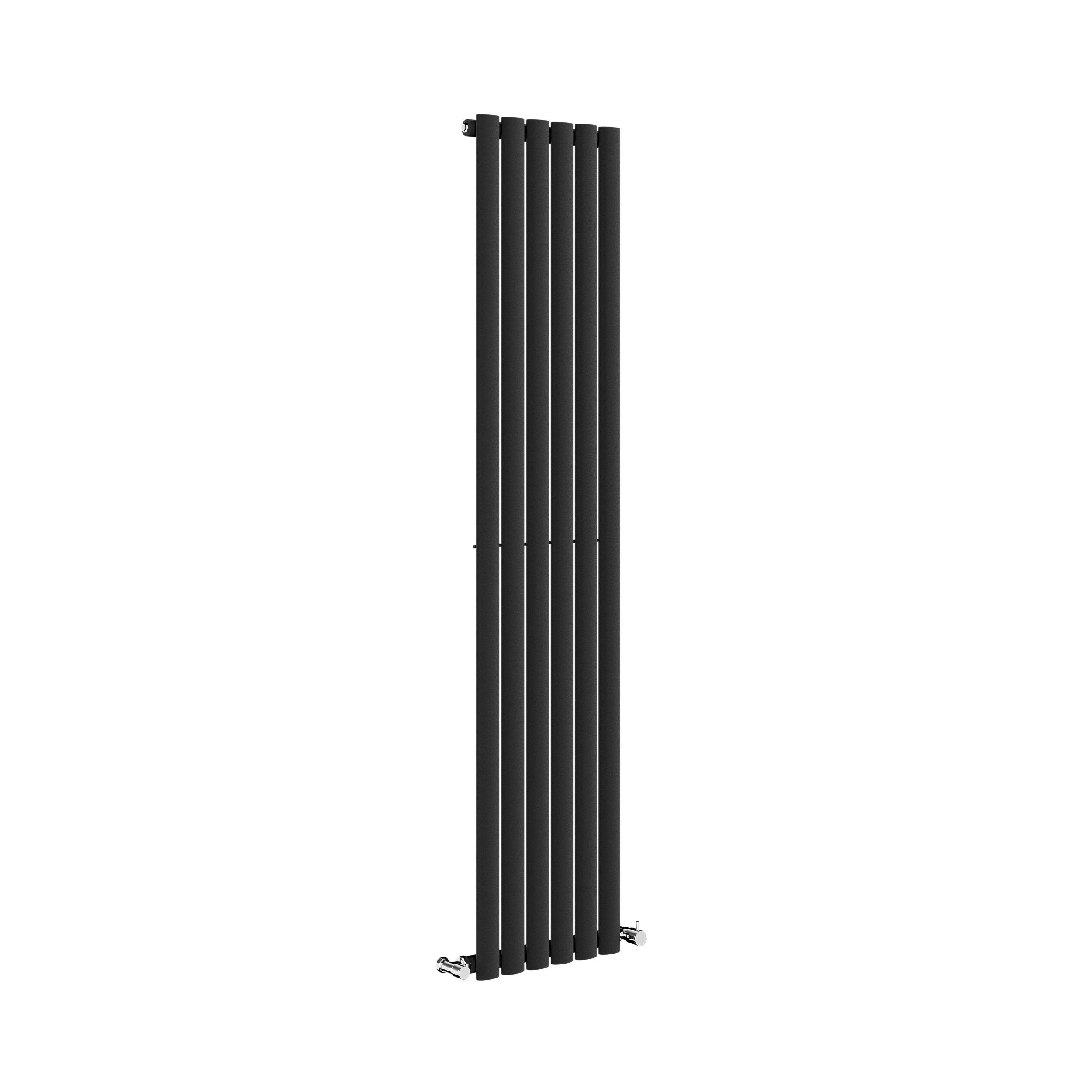 Single Radiator Bottom Entry Sorrento Midnight Black Vertical Oval Designer Radiator 1600x354mm ...