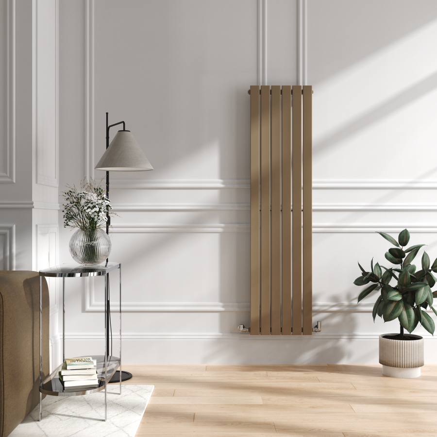 Greige Radiator Riace Beige grey Vertical Flat Designer Radiator 1600x408mm Single ...