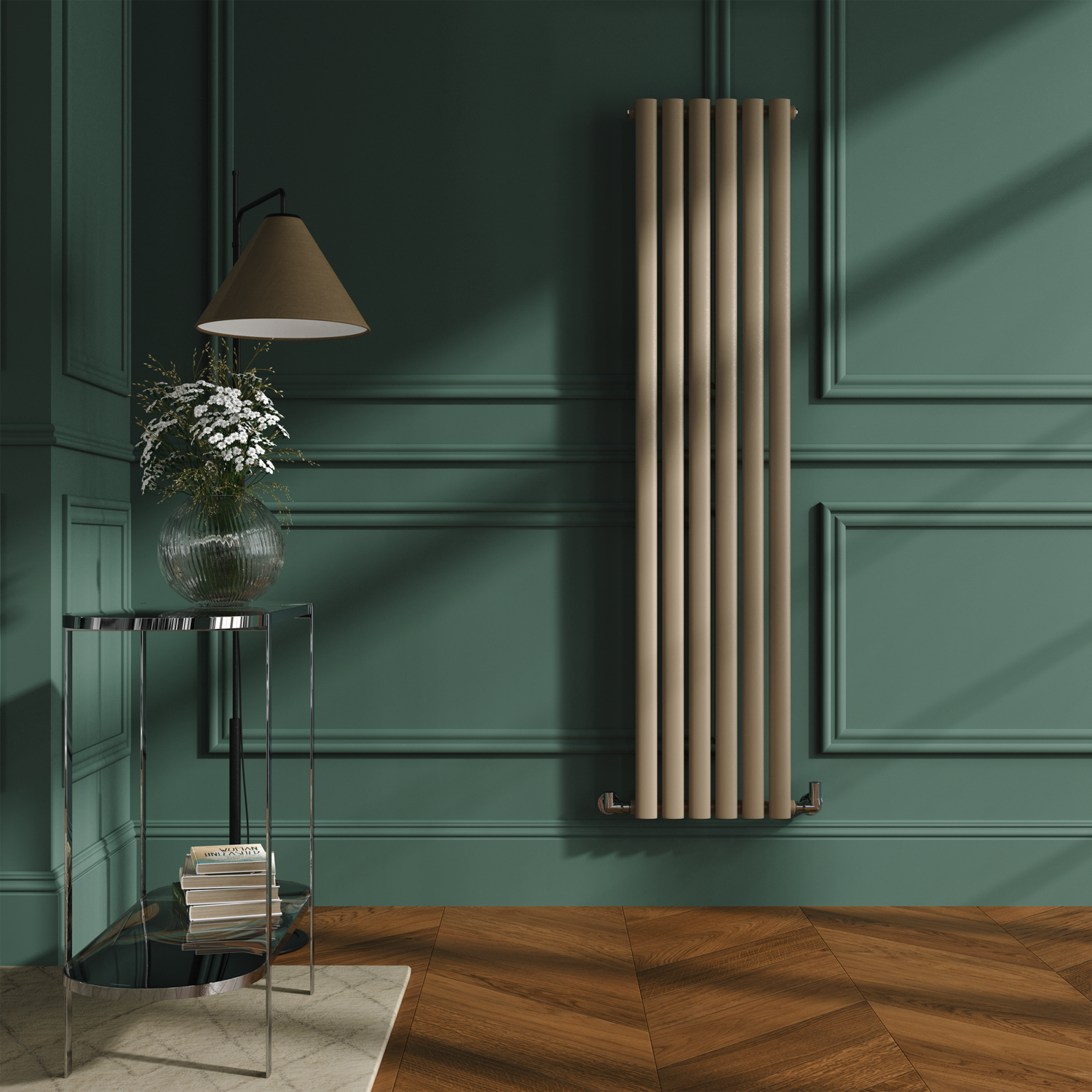 Sorrento Beige Grey Vertical Oval Designer Radiator 1600X354mm Single Panel 2282 Btu - Image 2
