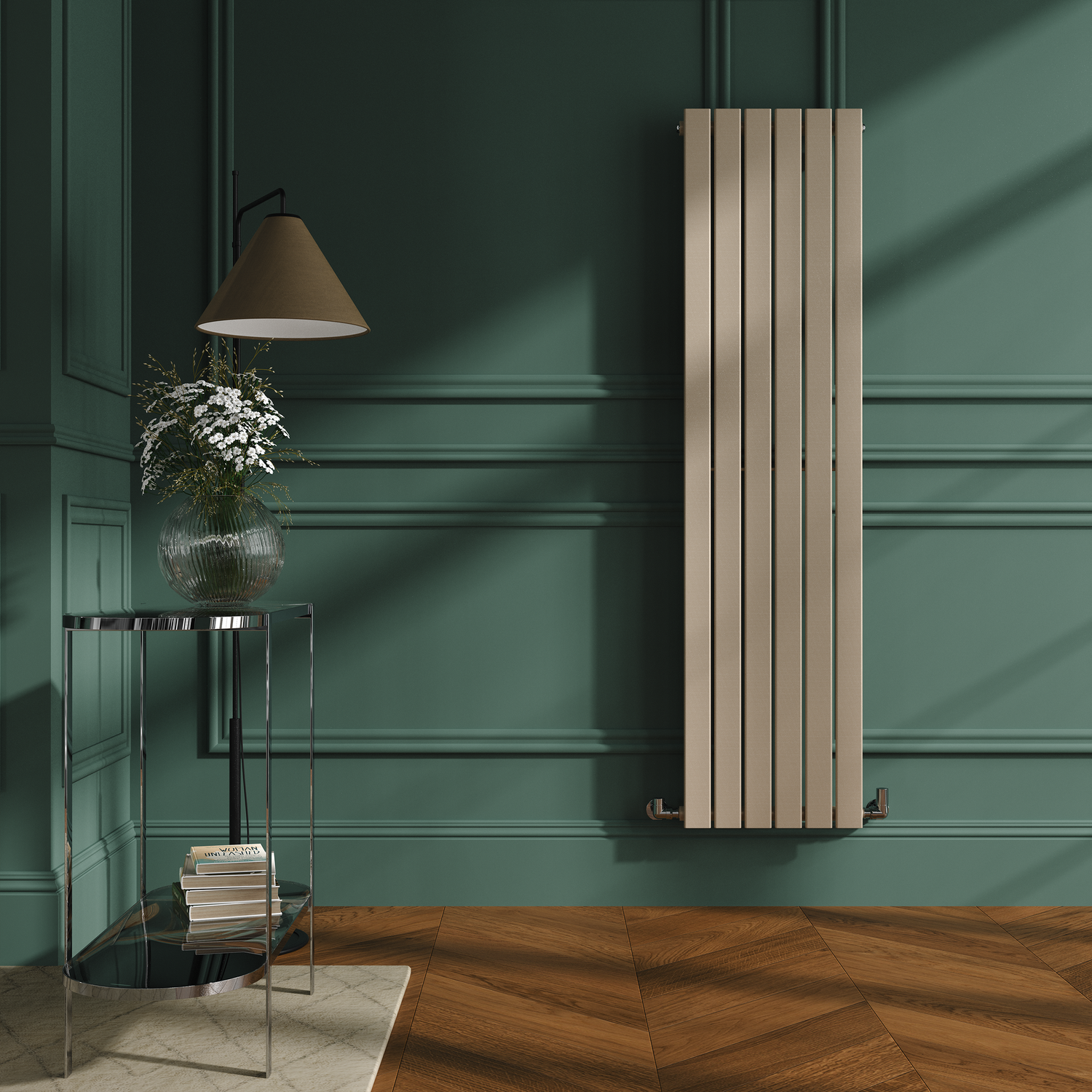 Riace Cleopatra Vertical Flat Designer Radiator 1600X408mm Single Panel 2442 Btu