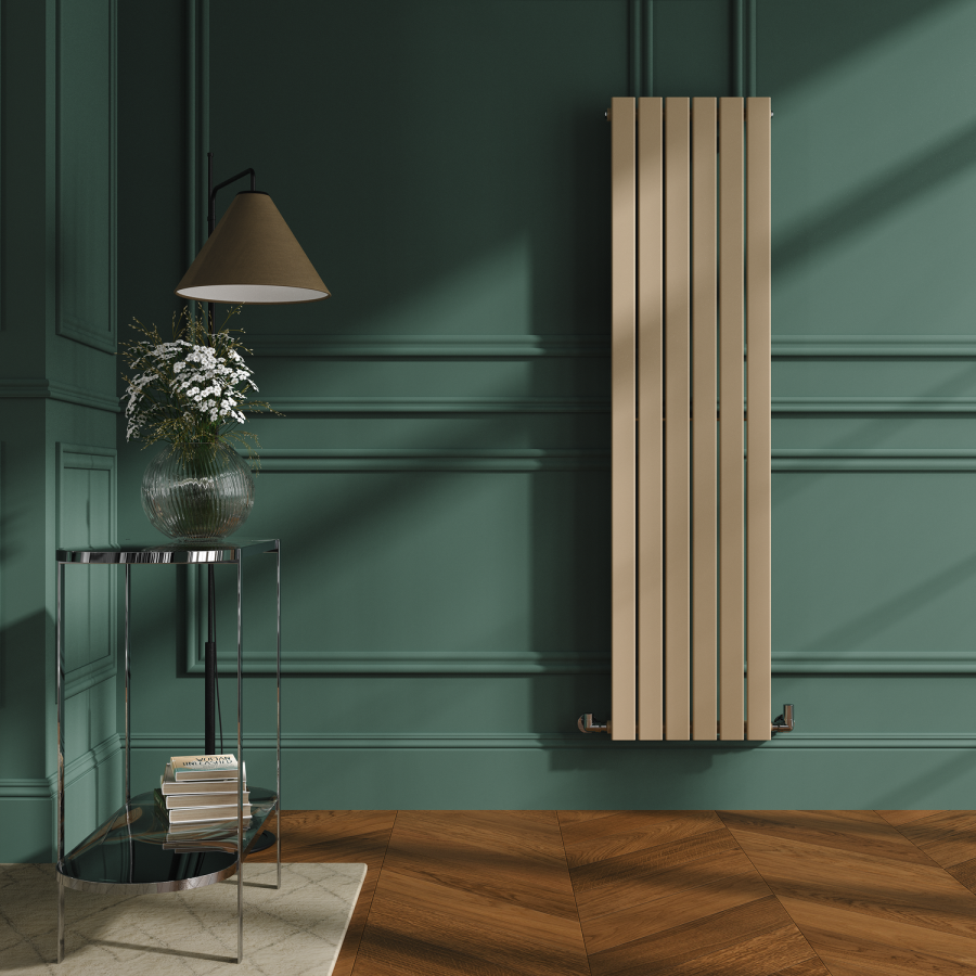 Riace Elk brown Vertical Flat Designer Radiator 1600x408mm Single Panel 2442 BTU