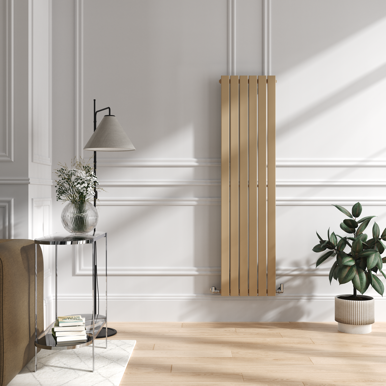 Reference Image Radiator Brown Riace Elk brown Vertical Flat Designer Radiator 1600x408mm Single Panel ...