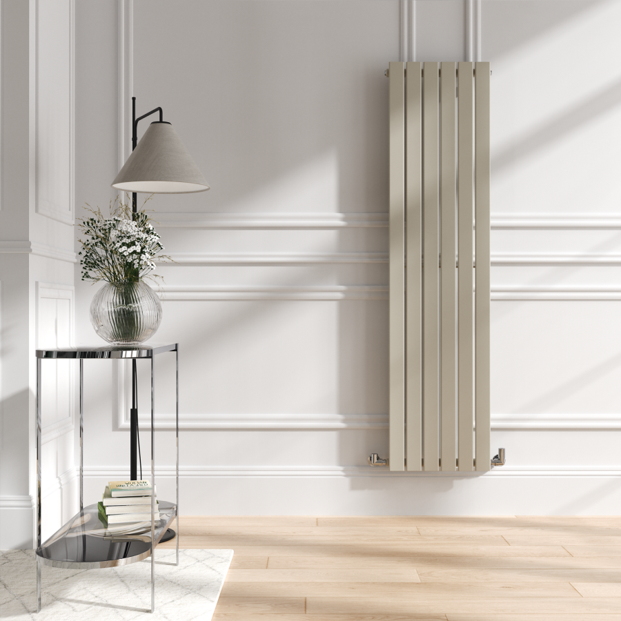 Riace Linen Vertical Flat Designer Radiator 1600x408mm Single Panel 2442 BTU