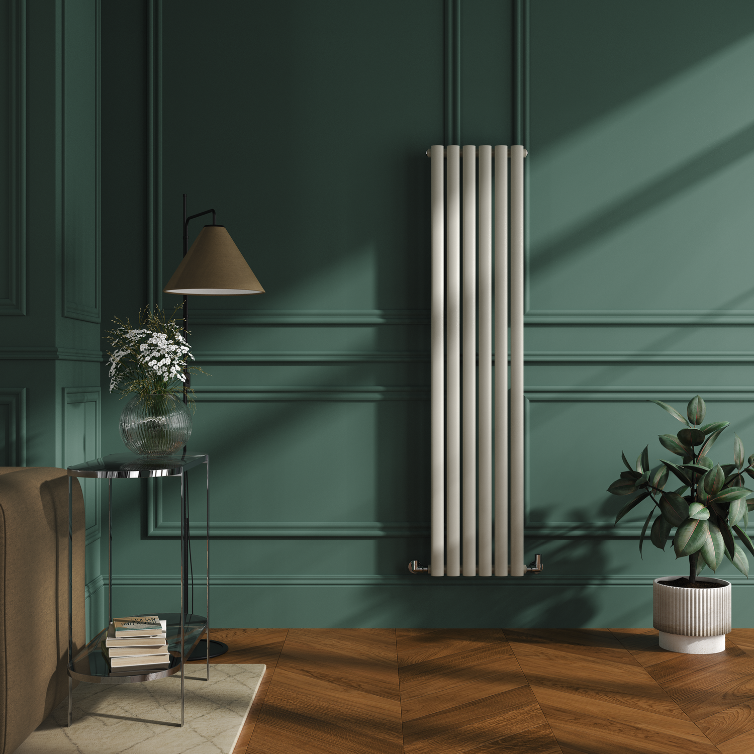 Sorrento Linen Vertical Oval Designer Radiator 1600x354mm Single Panel ...
