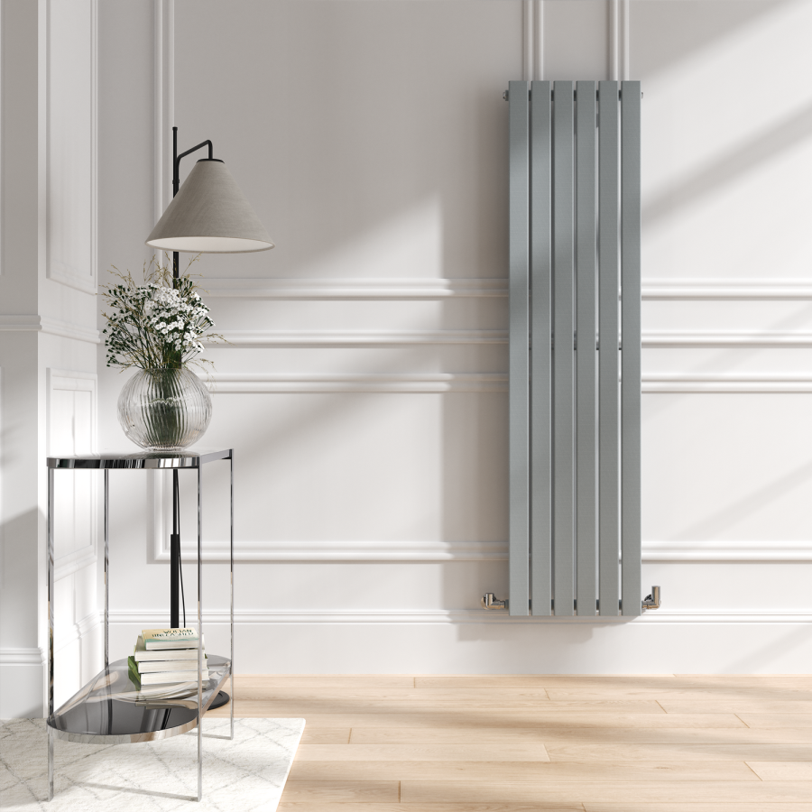 Riace Salt & Pepper Vertical Flat Designer Radiator 1600x408mm Single Panel 2442 BTU