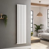 Riace White Vertical Flat Designer Radiator 1600x408mm Single Panel 2442 BTU Riace White Vertical Flat Designer Radiator 1600x408mm Single Panel 2442 BTU