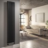 Midnight Black Electric Vertical Designer Radiator 2kW with Wifi Thermostat - H1800xW354mm - IPX4 Bathroom Safe