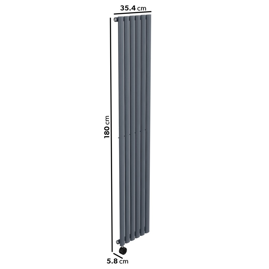 Anthracite Vertical Smart Electric Radiator with Wi-Fi Thermostat - 2000W - H1800xW354mm - Bathroom Safe