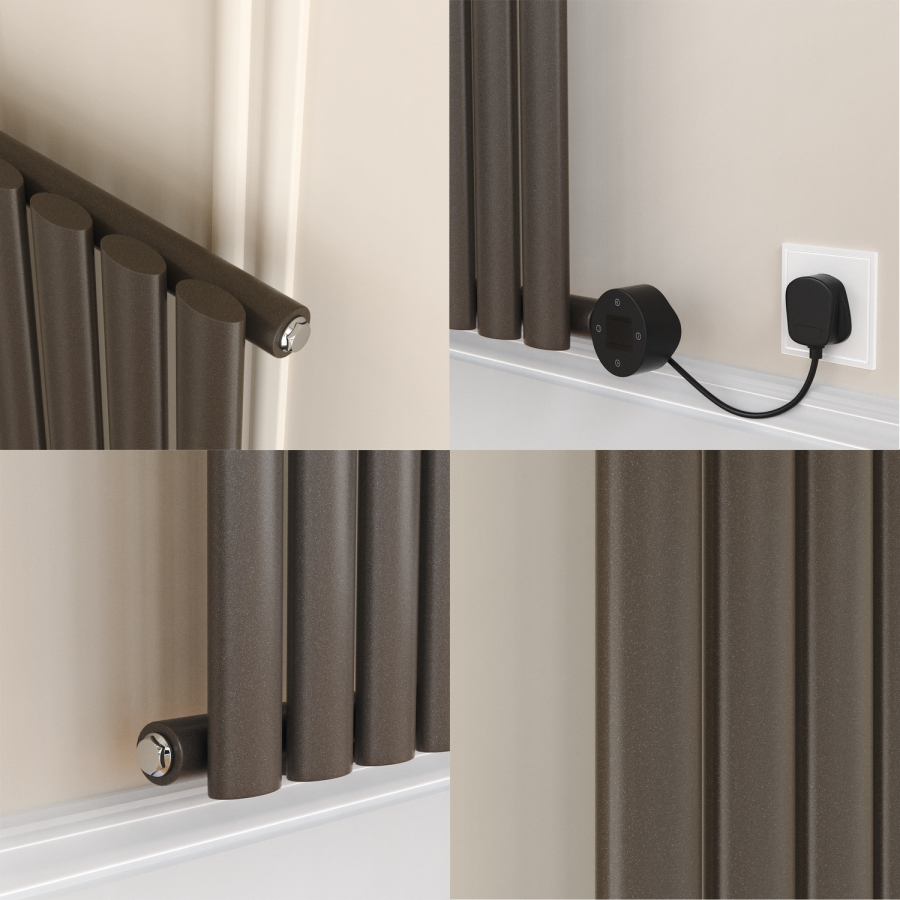 Russet Vertical Smart Electric Radiator with Wi-Fi Thermostat - 2x1KW - H1800xW354 - Bathroom Safe