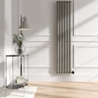 Smoked Stone Vertical Smart Electric Radiator with Wi-Fi Thermostat - 2x1KW - H1800xW354 - Bathroom Safe