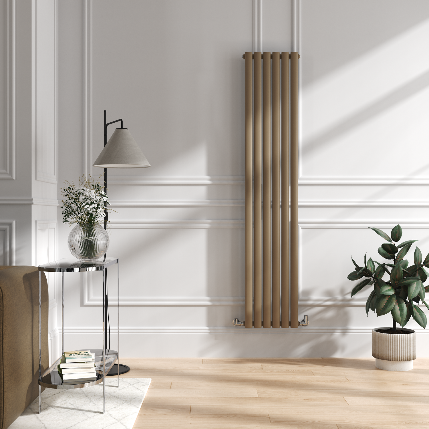 Svelte Radiator Sorrento Beige grey Vertical Oval Designer Radiator 1800x354mm Single ...