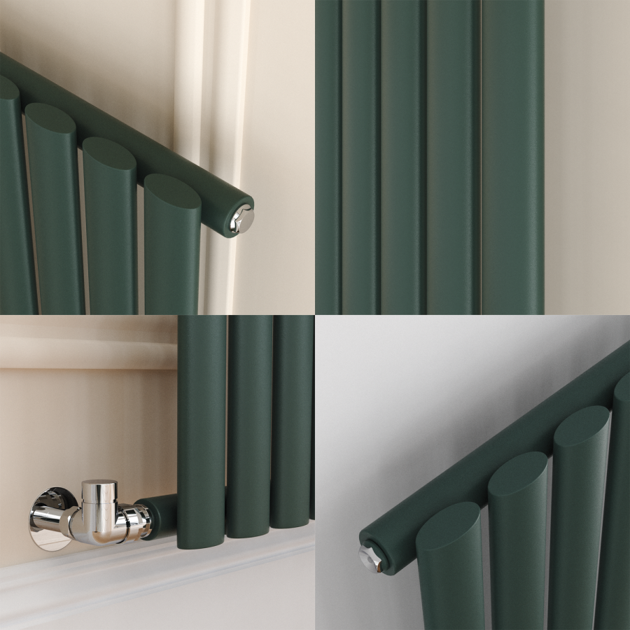 Sorrento Evergreen Vertical Oval Designer Radiator 1800x354mm Single Panel 2530 BTU