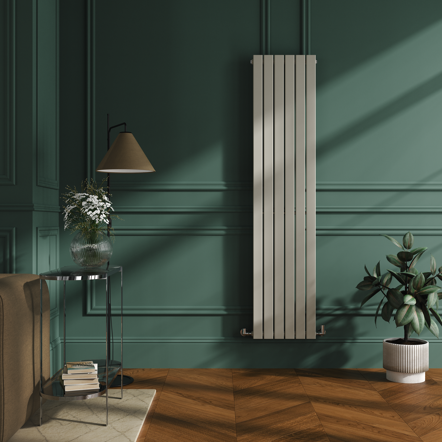 Riace Linen Vertical Flat Designer Radiator 1800x408mm Single Panel ...