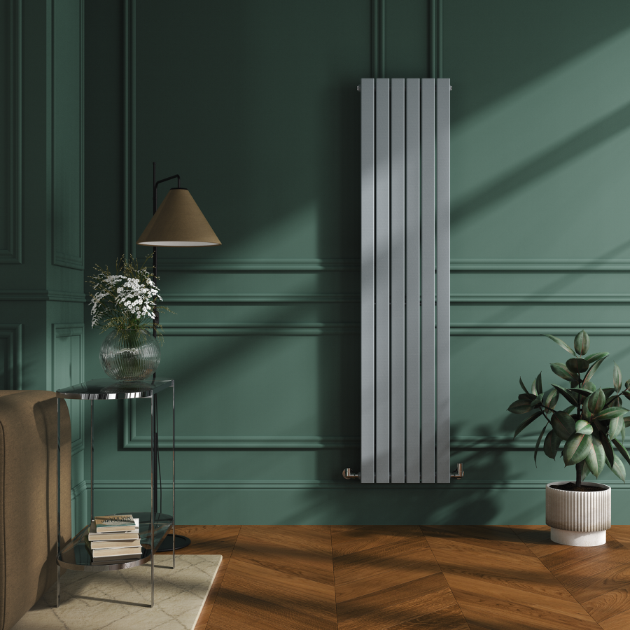 Riace Salt & Pepper Vertical Flat Designer Radiator 1800x408mm Single Panel 2705 BTU