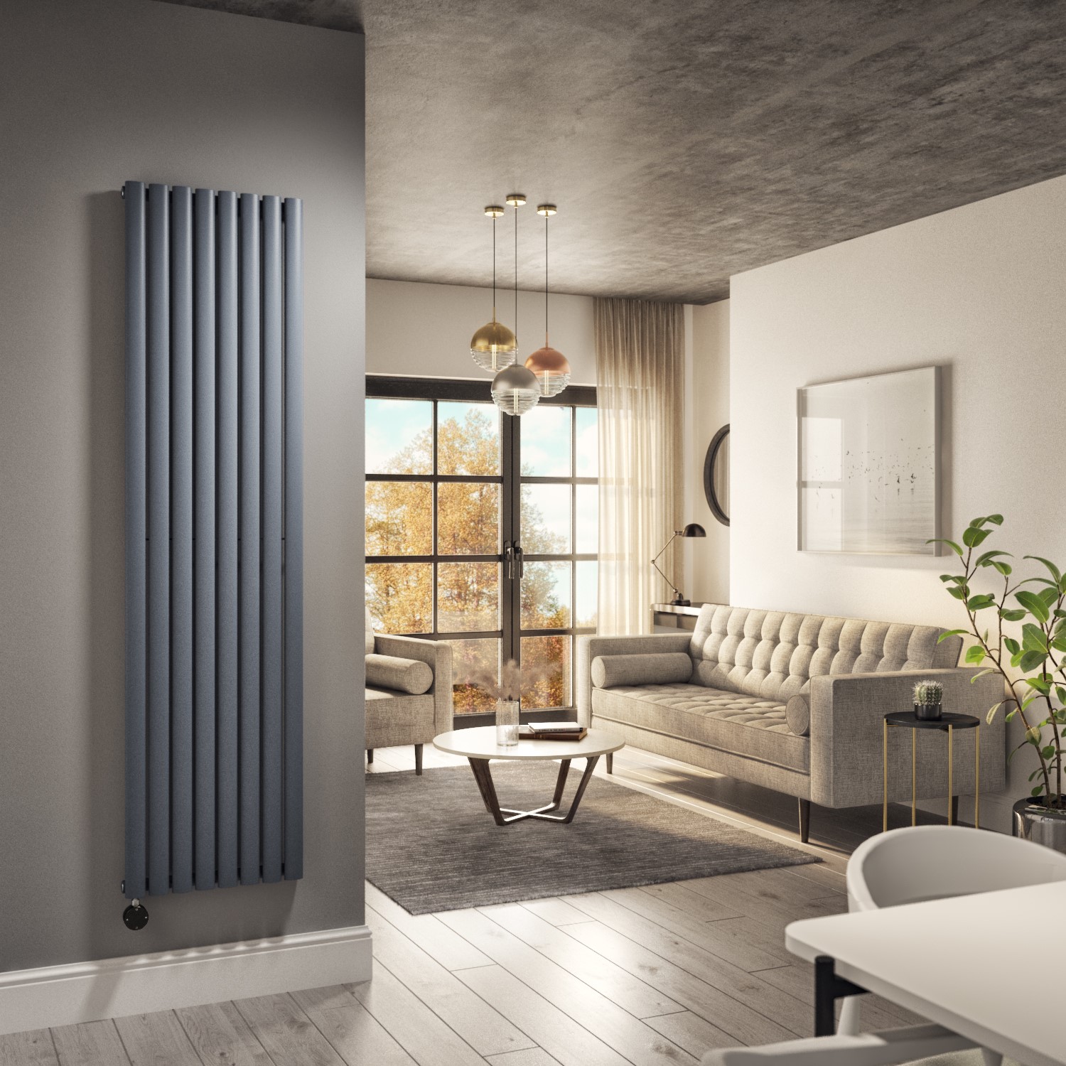 Electriq Grey Anthracite Vertical Smart Electric Radiator With Wi-Fi Thermostat - 2400W - H1800xw472mm - Bathroom Safe