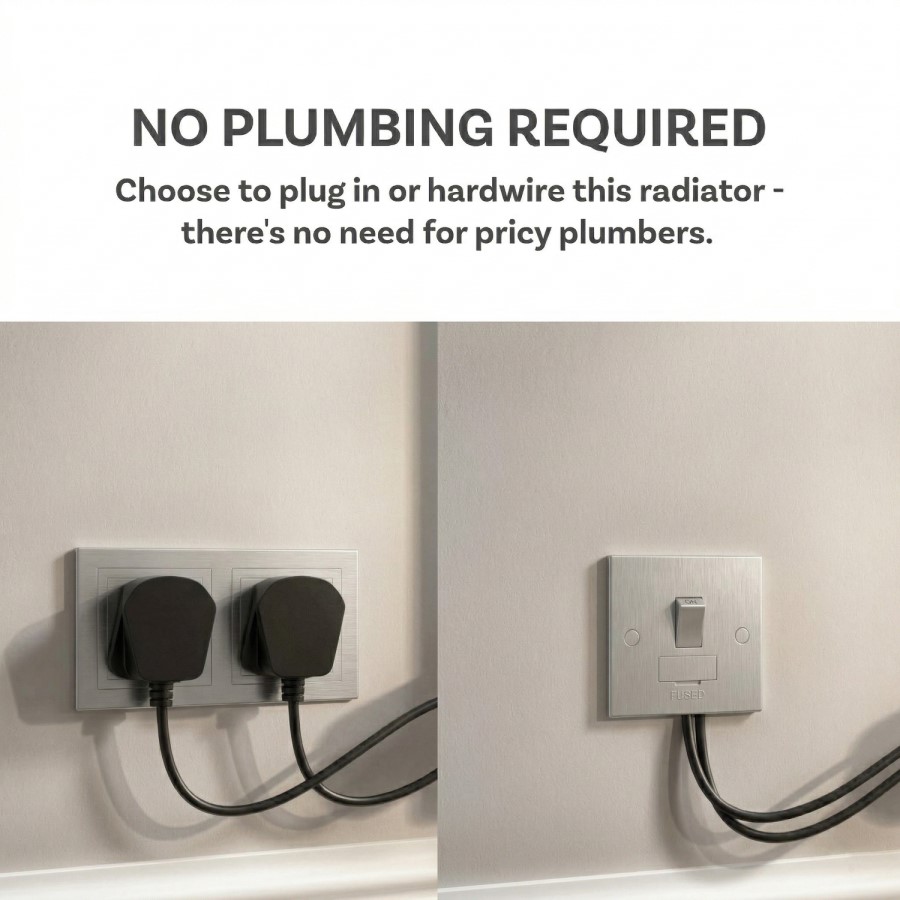 Anthracite Vertical Smart Electric Radiator with Wi-Fi Thermostat - 2400W - H1800xW472mm - Bathroom Safe