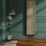 Elk brown Vertical Smart Electric Radiator with Wi-Fi Thermostat - 2x1.2KW - H1800xW472 - Bathroom Safe
