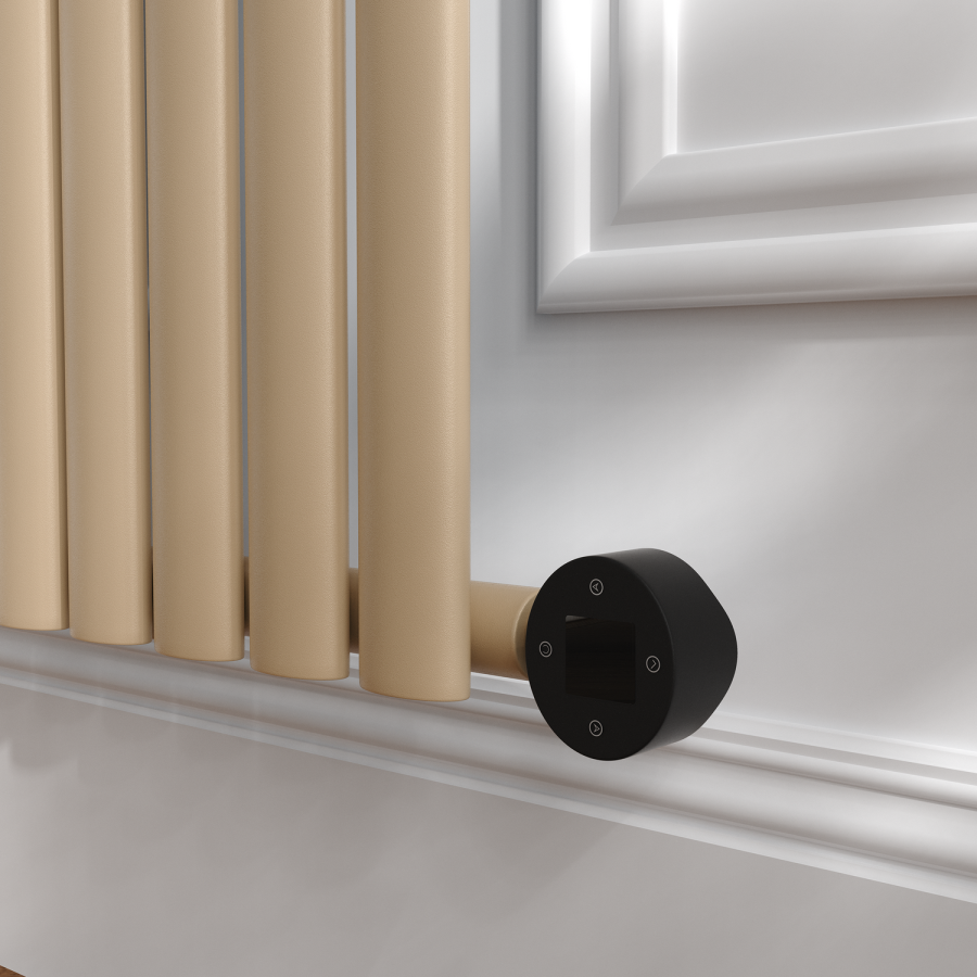 Elk brown Vertical Smart Electric Radiator with Wi-Fi Thermostat - 2x1.2KW - H1800xW472 - Bathroom Safe