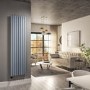 Light Grey Vertical Smart Electric Radiator with Wi-Fi Thermostat - 2.4kW - H1800xW472mm - Bathroom Safe