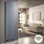 Light Grey Vertical Smart Electric Radiator with Wi-Fi Thermostat - 2.4kW - H1800xW472mm - Bathroom Safe