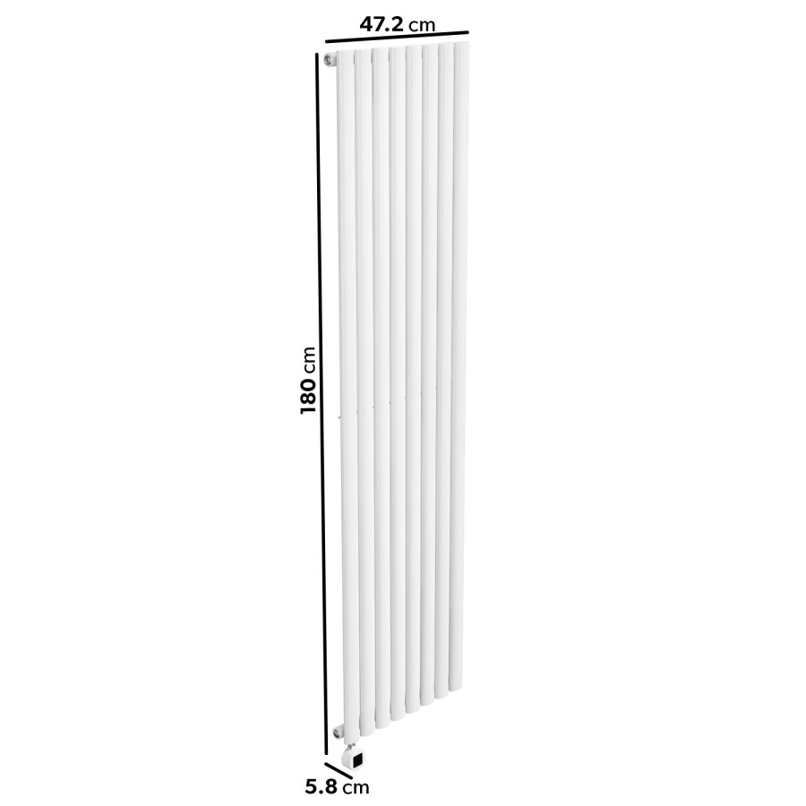 White Vertical Smart Electric Radiator with Wi-Fi Thermostat - 2400W - H1800xW472mm - Bathroom Safe