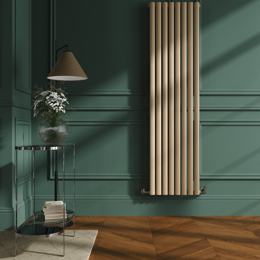 Sorrento Elk brown Vertical Oval Designer Radiator 1800x472mm Single Panel 3373 BTU
