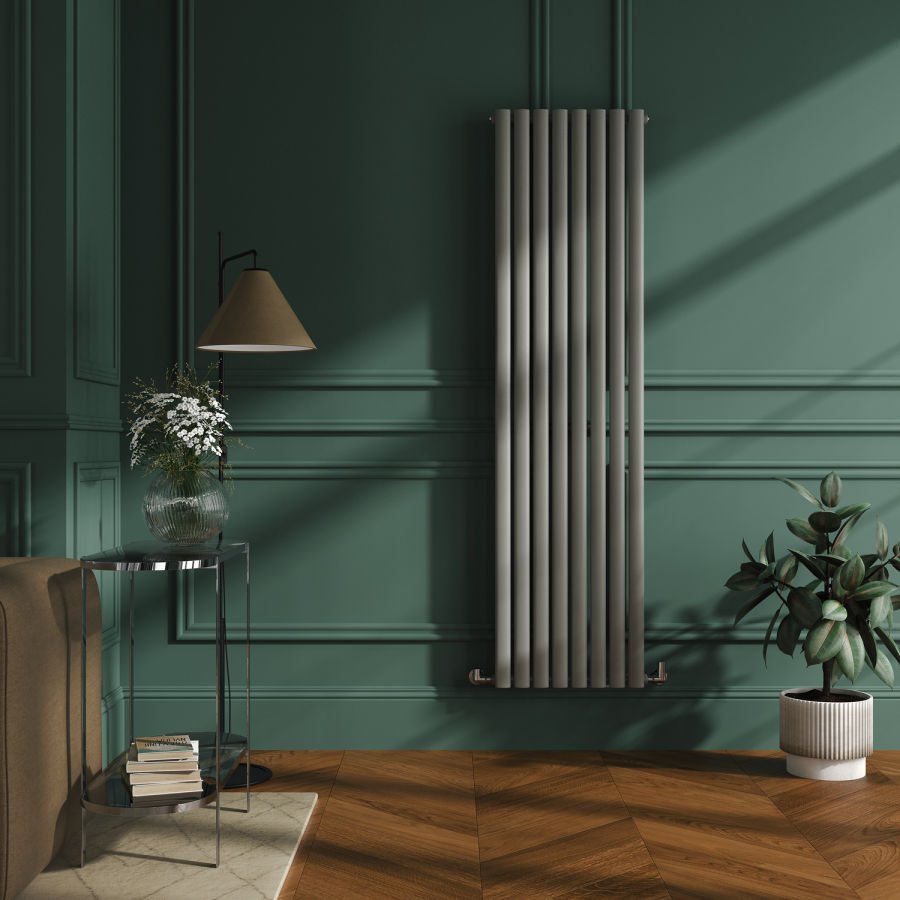 Sorrento Smoked Stone Vertical Oval Designer Radiator 1800x472mm Single Panel 3373 BTU
