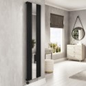 VSM6-1800-1.2BW Midnight Black Vertical Smart Smart Electric Radiator with Mirror - 1200W - H1800xW500mm - Bathroom Safe