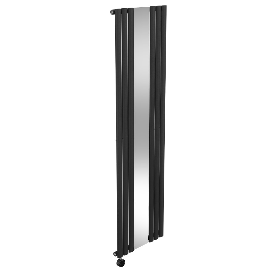 Night Lock Radiator Midnight Black Vertical Smart Smart Electric Radiator with Mirror 1.2kW ...