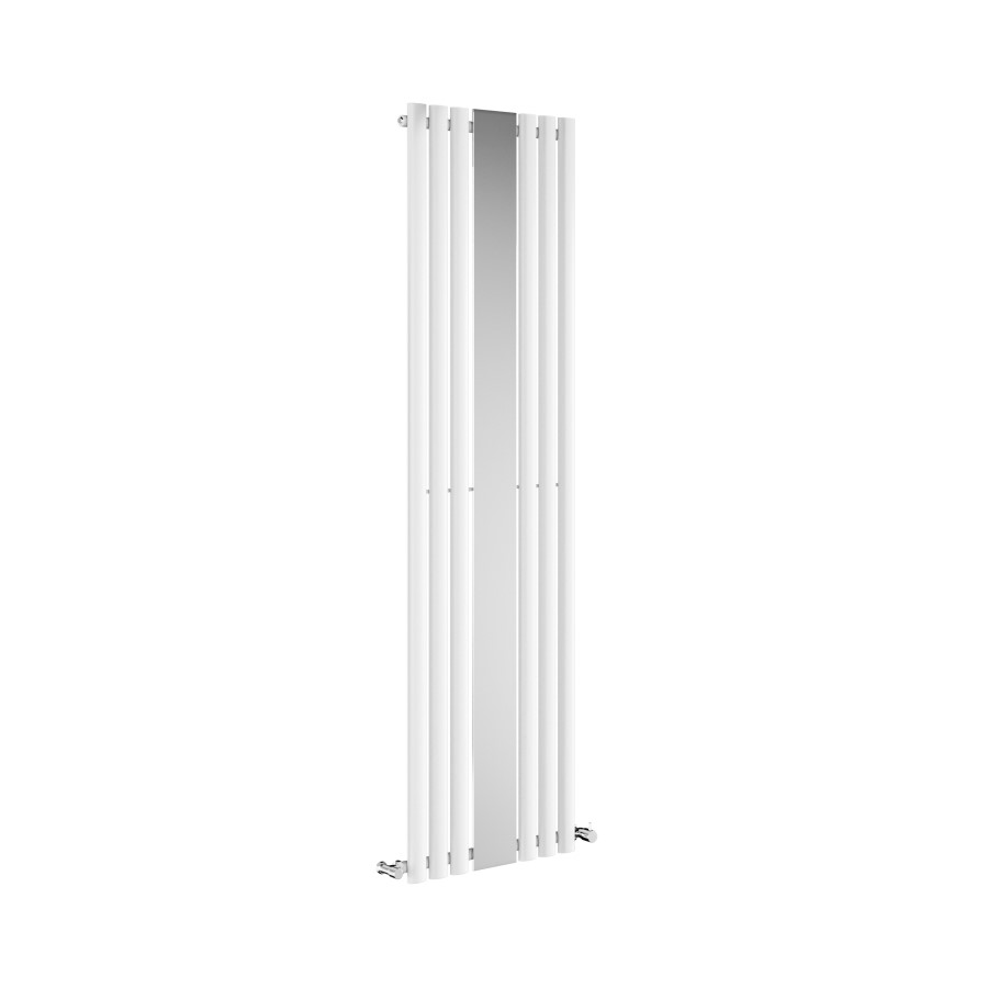 Specchio White Vertical Oval Designer Radiator with Mirror 1800x500mm Single Panel 2680 BTU