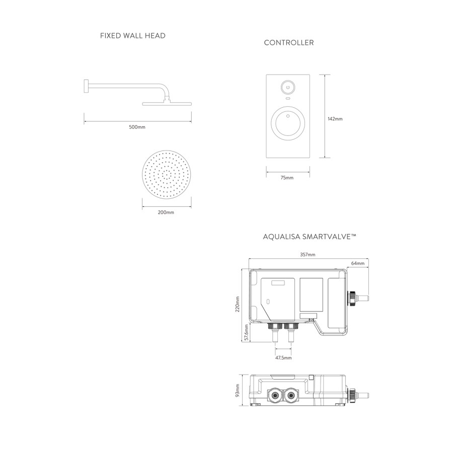 Aqualisa Visage Q Smart Digital Shower Concealed with Fixed Head HP/Combi