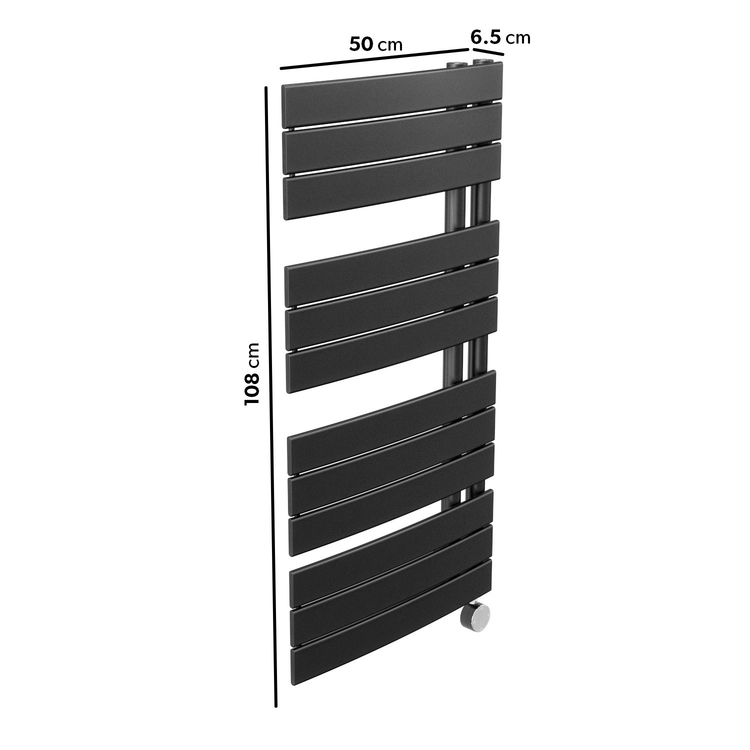 electriQ Flat Panel Electric Towel Radiator H1080xW500mm Black Better Bathrooms