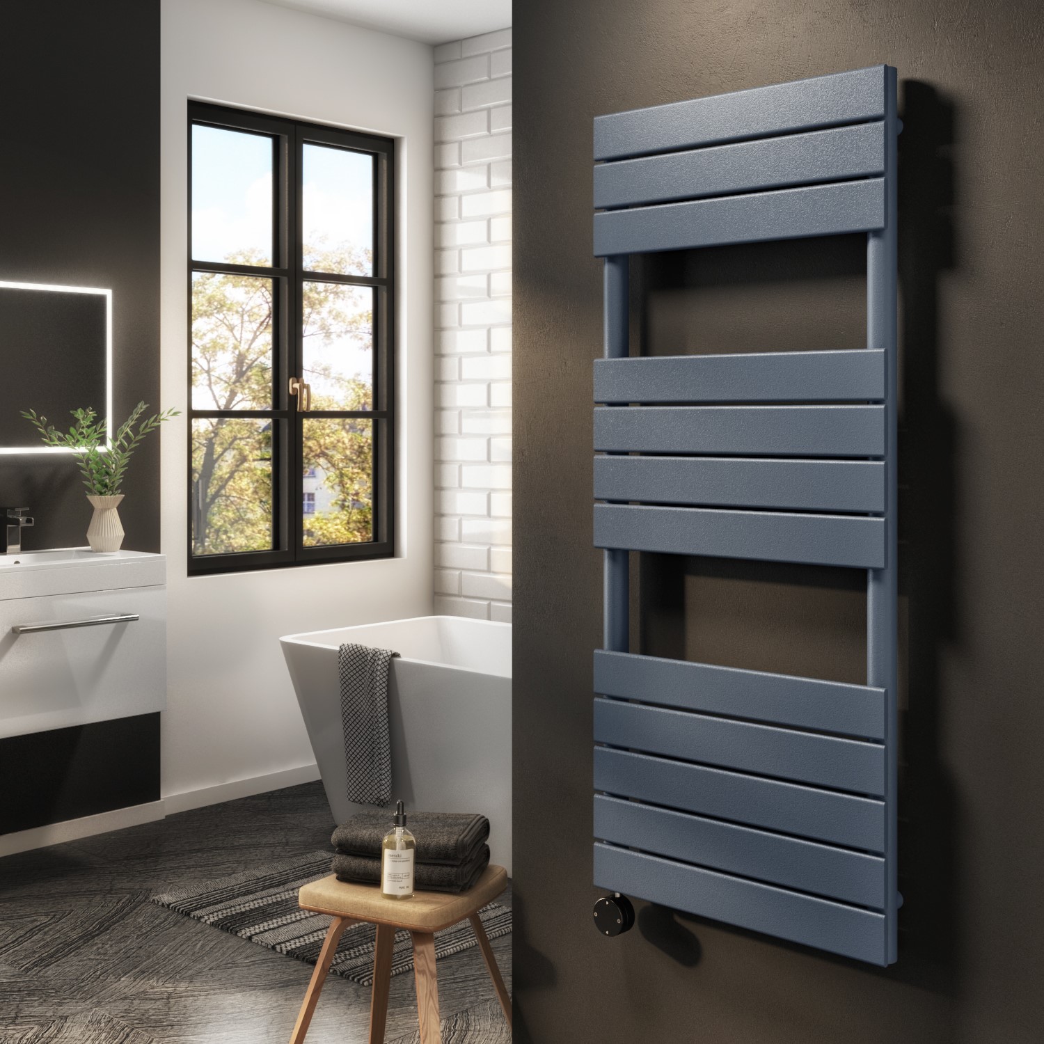 Wc Electric Radiator Anthracite Electric Towel Radiator 1kW with Wifi Thermostat ...