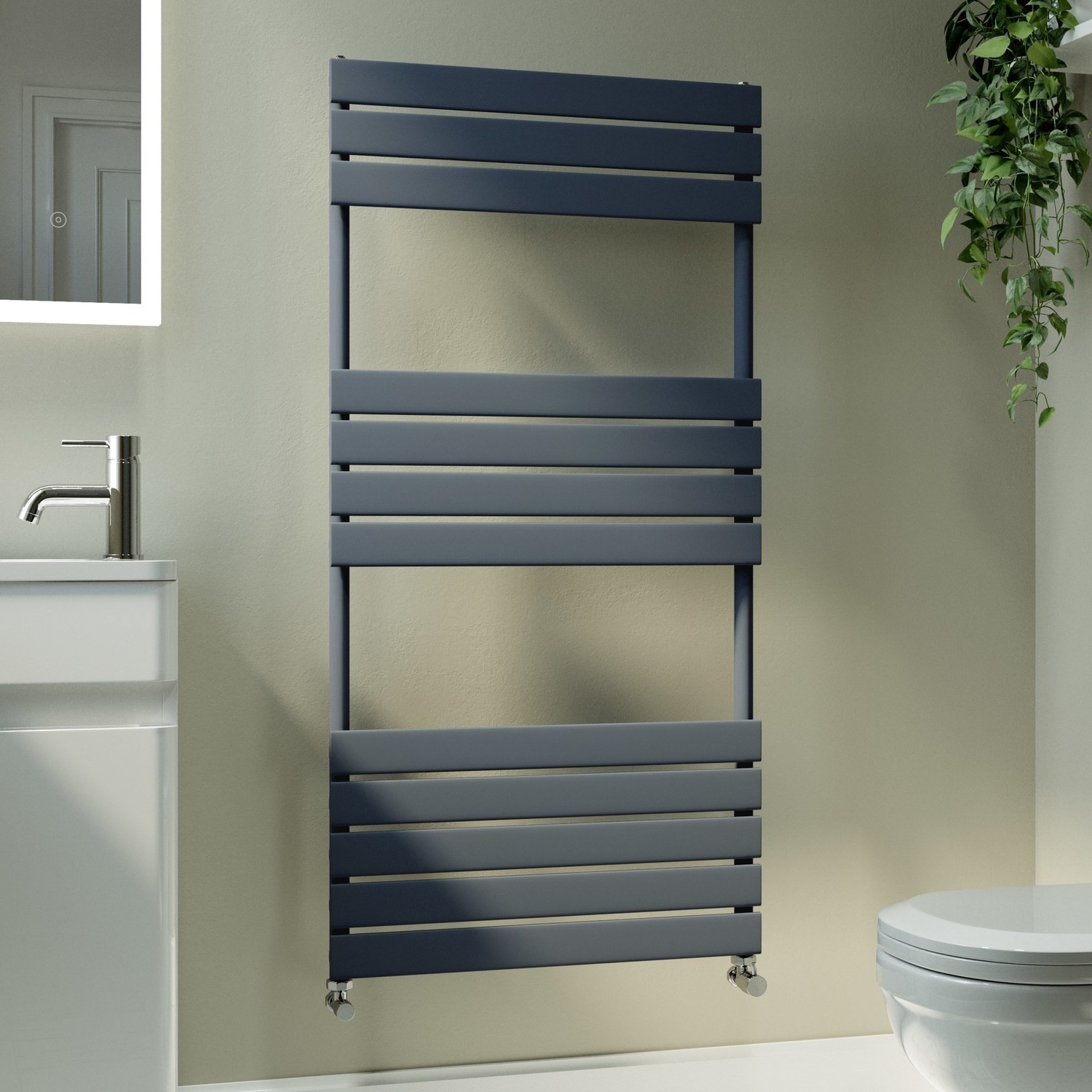 Riace Anthracite Vertical Flat Towel Radiator 1200X600mm Single Panel 2034 Btu