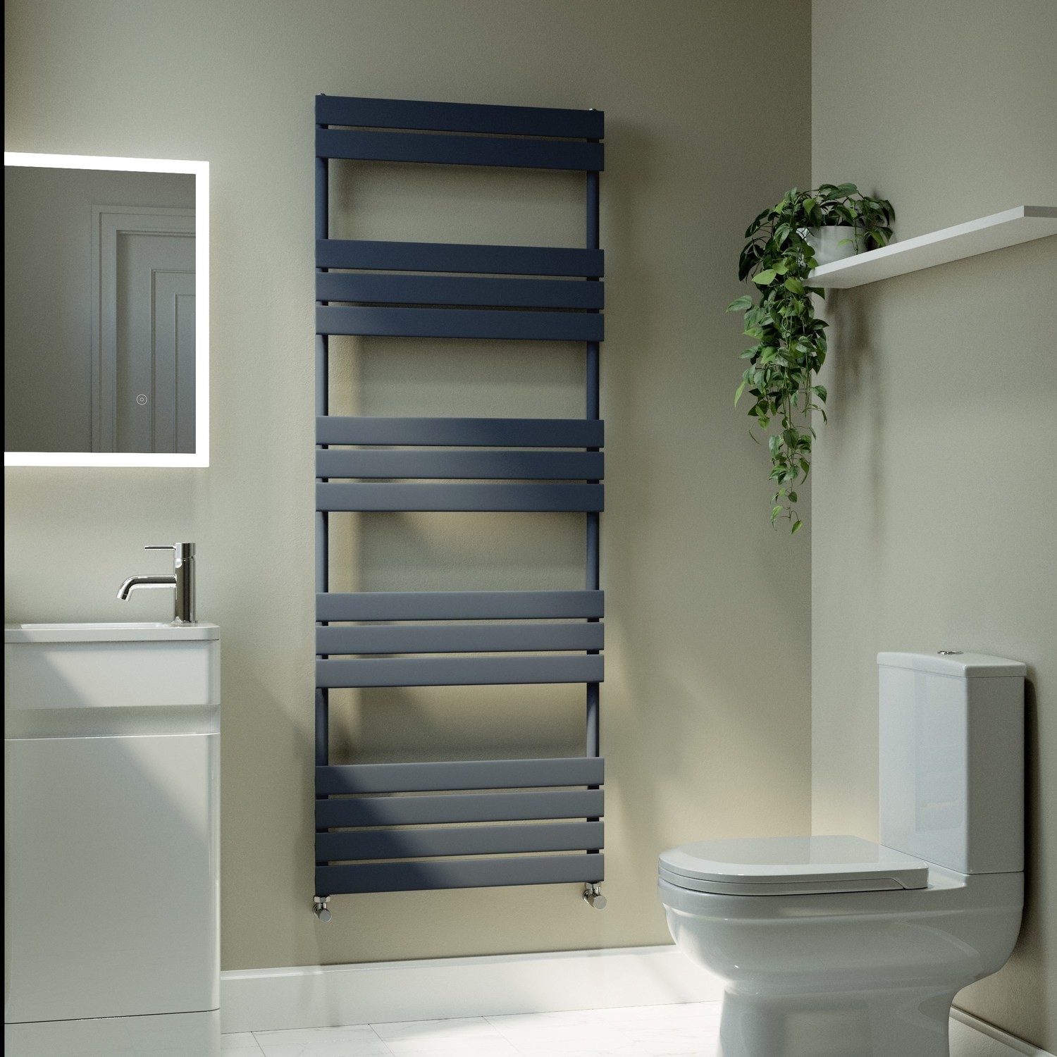 Riace Anthracite Vertical Flat Towel Radiator 1600X600mm Single Panel 2742 Btu
