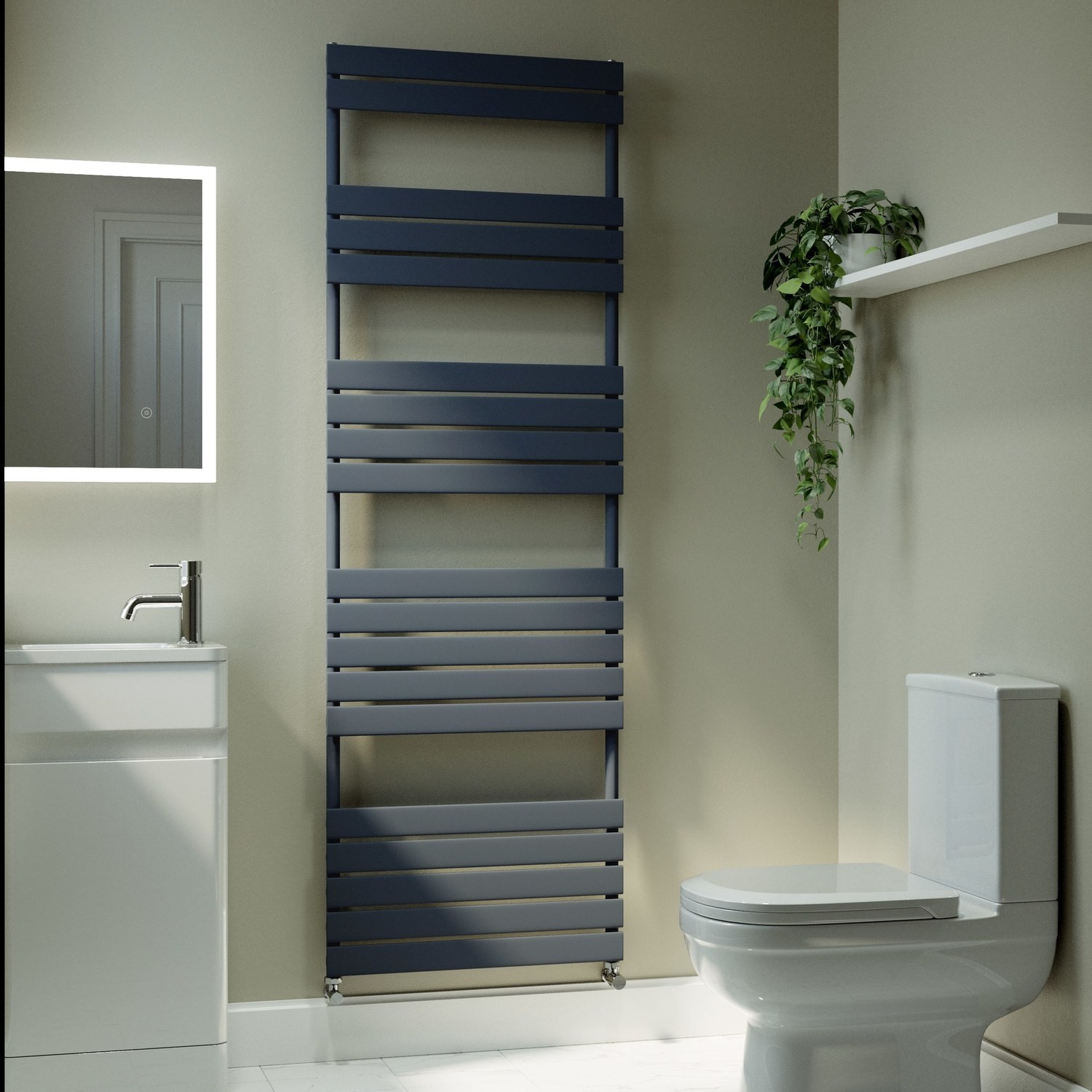 Riace Anthracite Vertical Flat Towel Radiator 1800X600mm Single Panel 3135 Btu