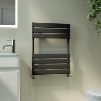 Riace Midnight Black Vertical Flat Towel Radiator 650x500mm Single Panel 1018 BTU Riace Midnight Black Vertical Flat Towel Radiator 650x500mm Single Panel 1018 BTU