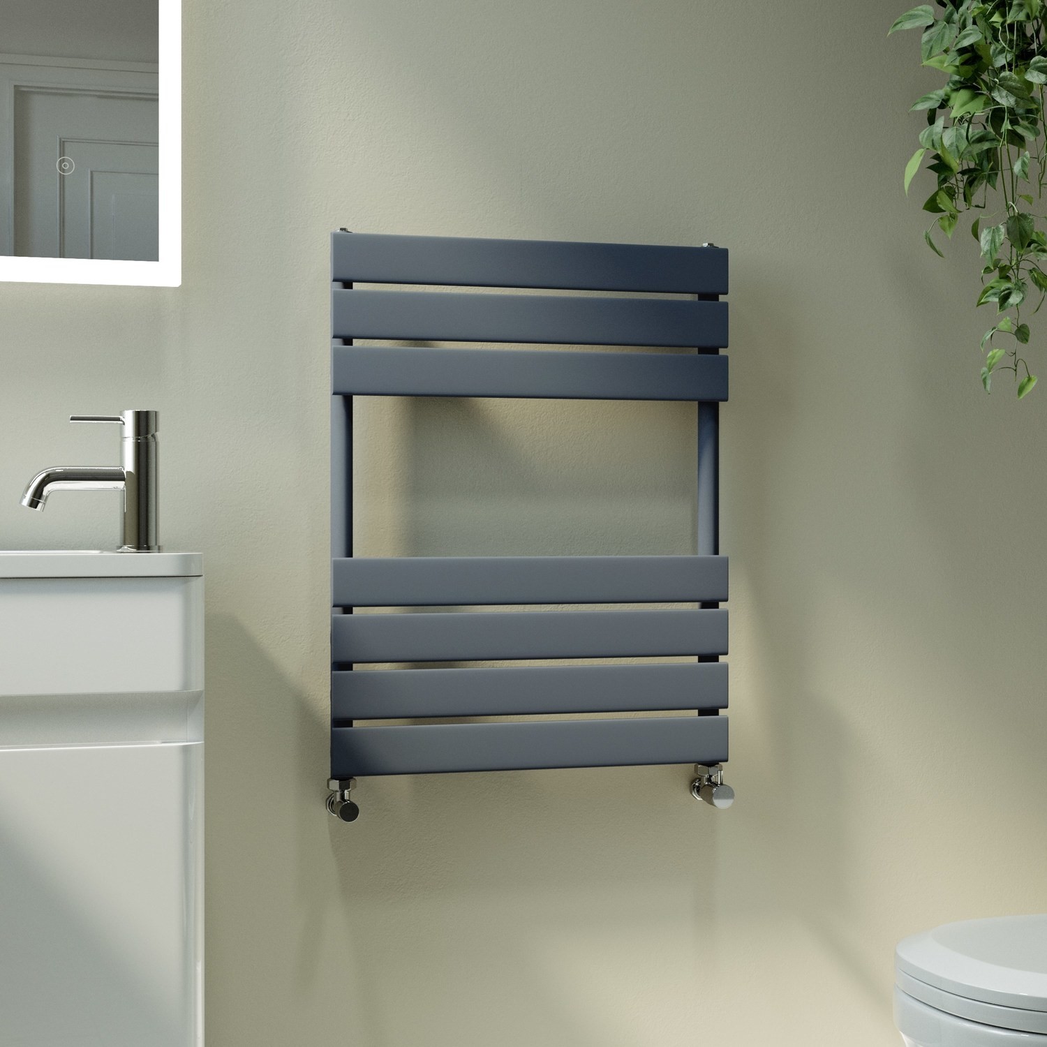 Riace Anthracite Vertical Flat Towel Radiator 650X500mm Single Panel 1018 Btu