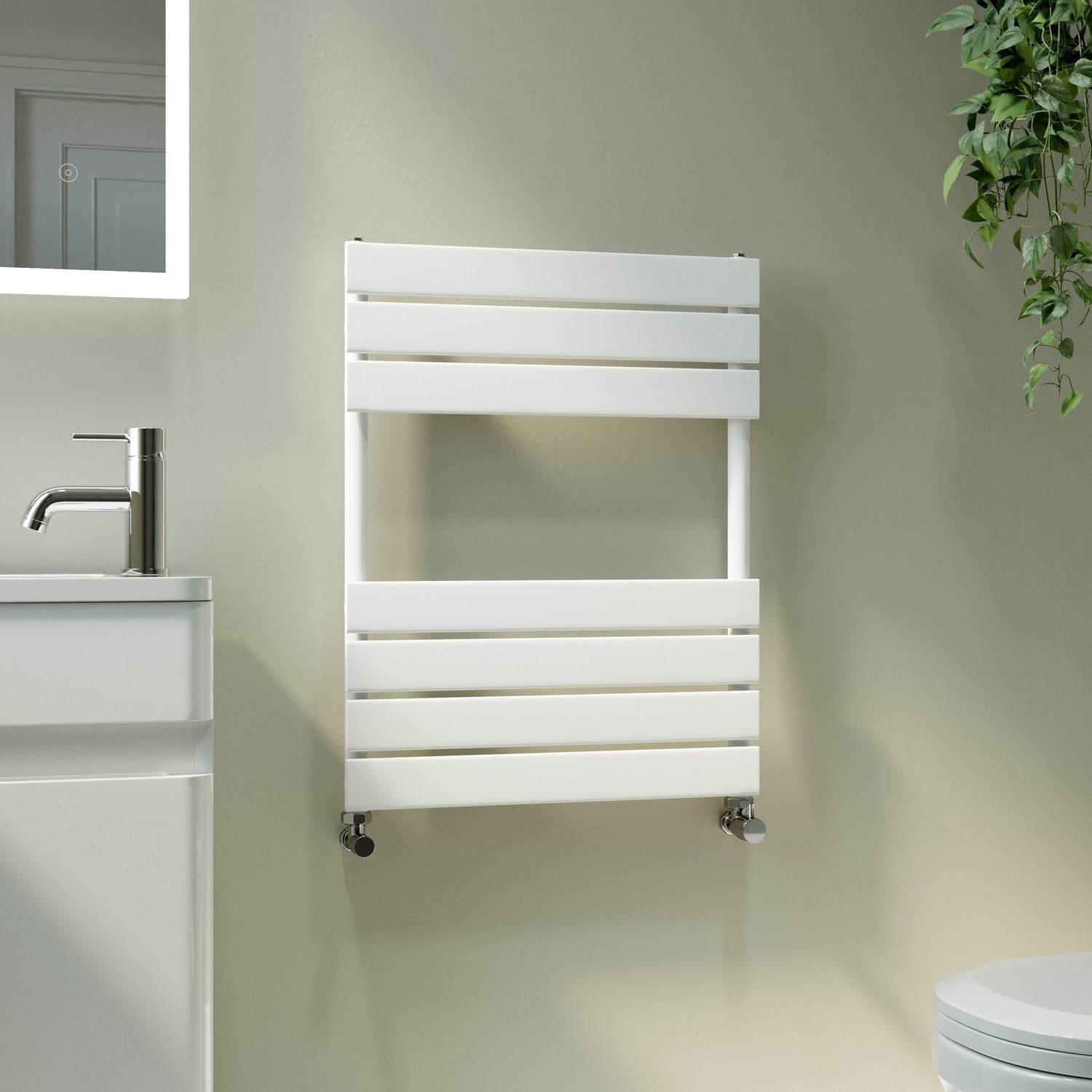 Riace White Vertical Flat Towel Radiator 650X500mm Single Panel 1018 Btu