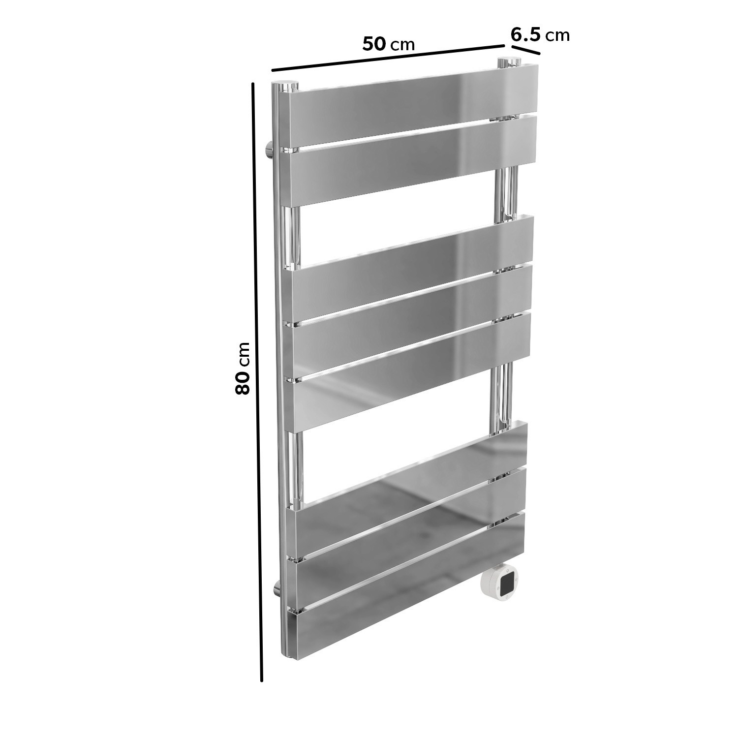 electriQ Flat Panel Electric Towel Radiator H800xW500mm - Chrome ...