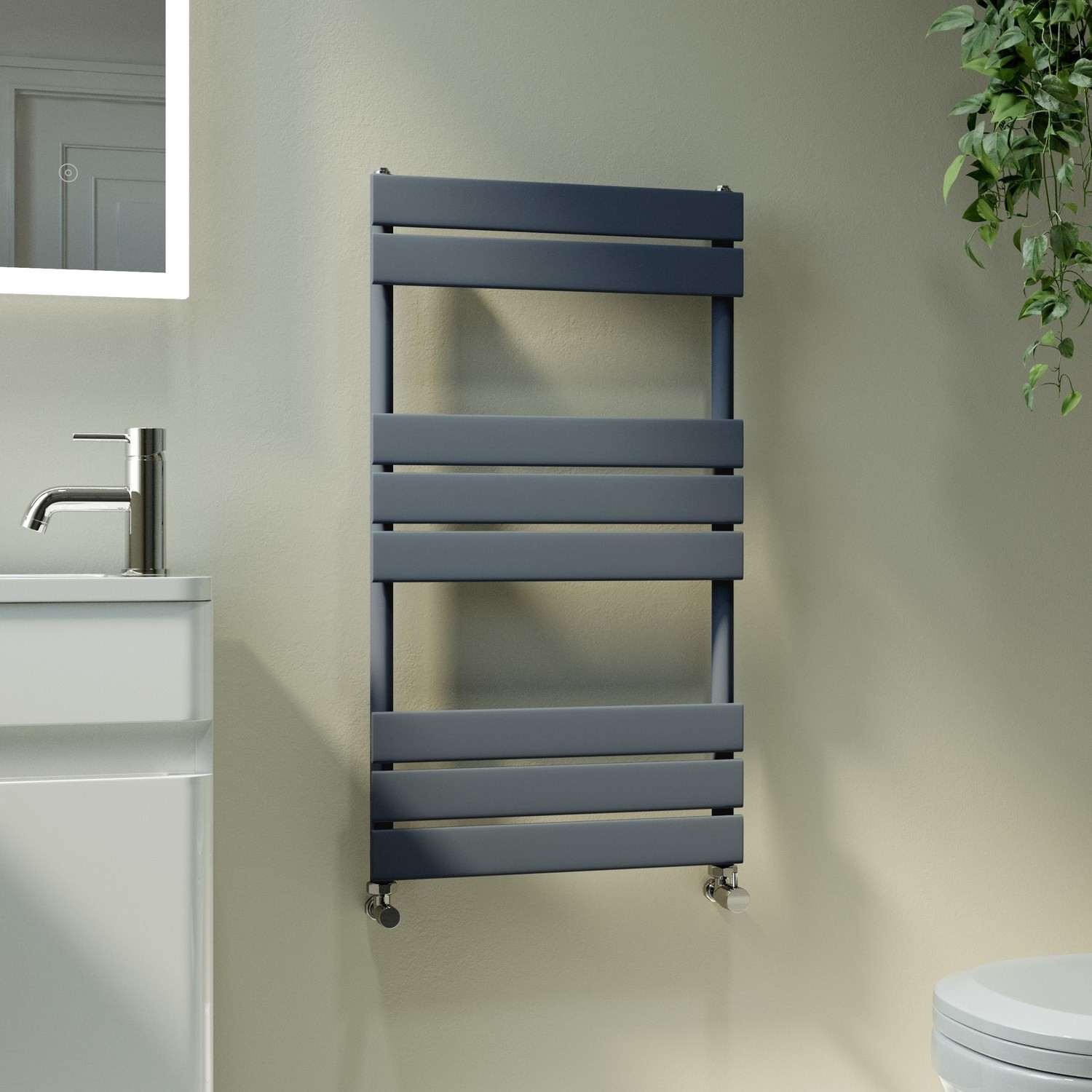 Riace Anthracite Vertical Flat Towel Radiator 800X450mm Single Panel 1120 Btu