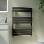 Riace Midnight Black Vertical Flat Towel Rail Radiator 800x600mm Single Panel 1406 BTU