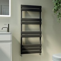 Riace Midnight Black Vertical Flat Towel Rail Radiator 1000x450mm Single Panel 1365 BTU Riace Midnight Black Vertical Flat Towel Rail Radiator 1000x450mm Single Panel 1365 BTU