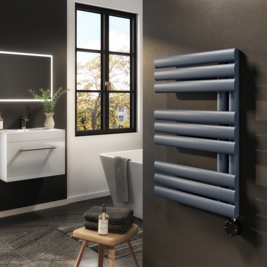 Anthracite Smart Electric Towel Radiator with Wi-Fi Thermostat - 600W - H650xW450mm - Bathroom Safe