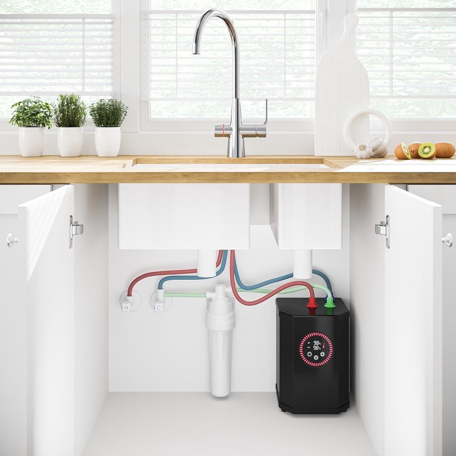 GRADE A1 - Single Lever Chrome 4 in 1 Boiling and Filtered Water Kitchen Tap - Pronto Wallace