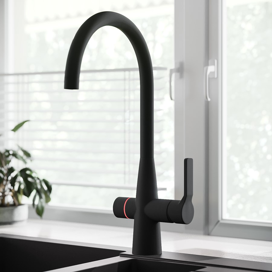 Black 4 in 1 Boiling Hot Kitchen Mixer Tap with 2.4L Boiler and Filter - Pronto Wallace