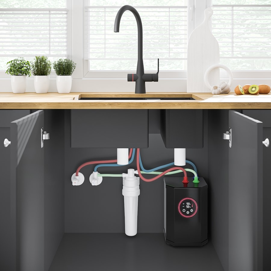 Black 4 in 1 Boiling Hot Kitchen Mixer Tap with 2.4L Boiler and Filter - Pronto Wallace