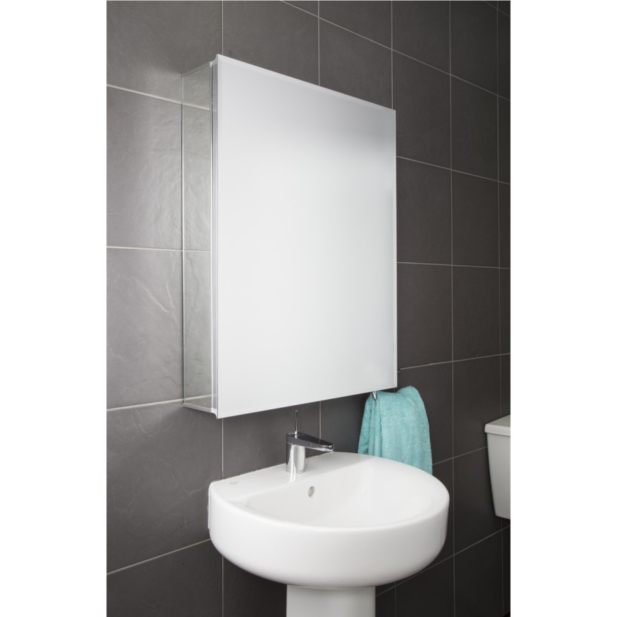 GRADE A1 - Croydex Haven Aluminium Single Door Mirror Cabinet